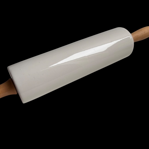 Ceramic Rolling Pin with Wood Handles "Just Roll With It" - Picture 3 of 7